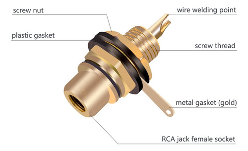 Conector Rca De 10 Unidades/lote, Chapado En Oro, Hembra, En