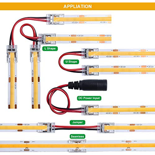 Kit De Conectores Tipo Tira Led Cob De 8 Mm Y 2 Pines Con En