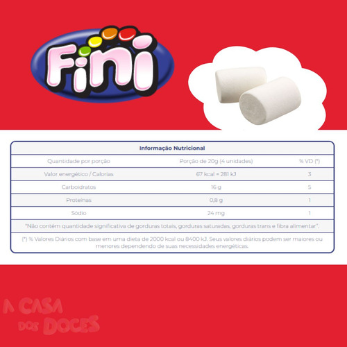 Marshmallow Branco Fini Camping 250g Pra Assar Kit 8 Pacotes