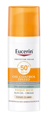 Protector Solar Eucerin Crema-gel Oil Control Tono Claro 50+
