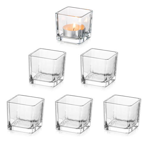 Glasseam Juego De 6 Portavelas Tealight, Portavelas Votivas 