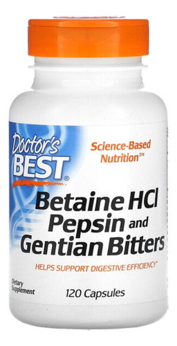 Betaine Hcl, Pepsina Y Amargo De Genciana, 120 Capsulas 