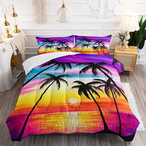 Tropical Sunset Palm Tree Edreder Set Para Niños Y Adultos, 