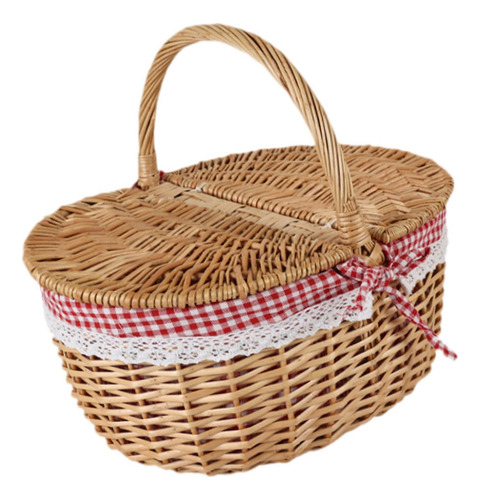 Cesta De Mimbre Para Picnic, Cesta De Mimbre Pequeño Rojo