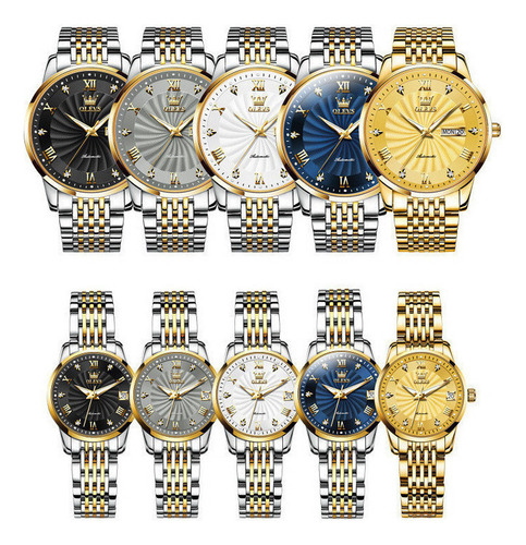Reloj Mecánico Luminoso Para Parejas Olevs De 2 Piezas