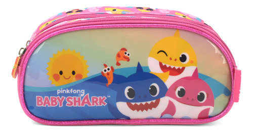 Estojo Duplo Escolar Infantil Baby Shark Pinkfong Ei39004