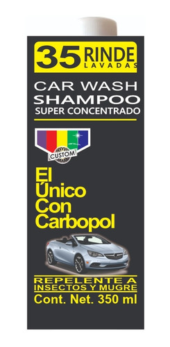 Car Wash Shampoo  Concentrado 350 Ml, Caja Con 12 Piezas.