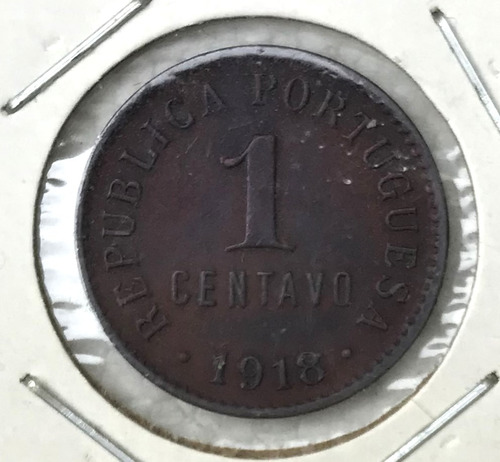 * Portugal 1 Centavo. Año 1918. Bronce. Km# 565