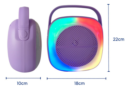 Bocina Portátil Bluetooth Radio Entrada Usb Y Led Multicolor Lila