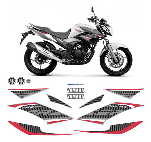 Kit Adesivos Moto Yamaha Fazer 250 2017 2018 + Emblemas