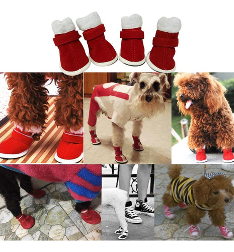 4 Piezas De Mascota Botines Navidad De Pata Rojo S