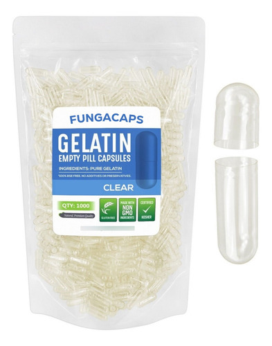Capsulas 00 Vacias Gelatina Transparentes Hongos Suple 1000u Color Transparentes Tamaño 00