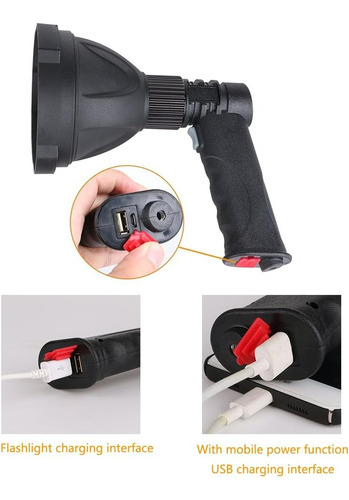 Linterna Super Brillante 1200lm Recargable Caza Camping Luz Blanco