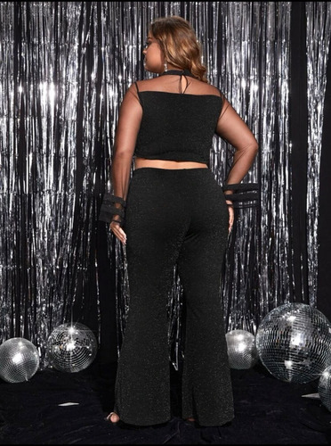 Conjunto Top Y Pantalones Brillante Plus Size Talla Extra