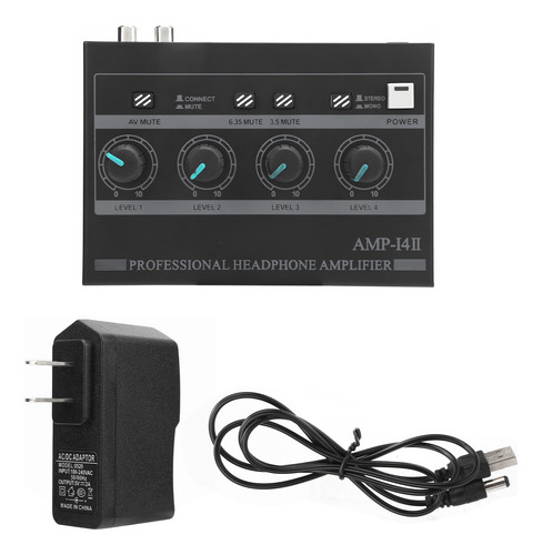 Amplificador De Audífonos Amp-14 De 4 Canales Estéreo