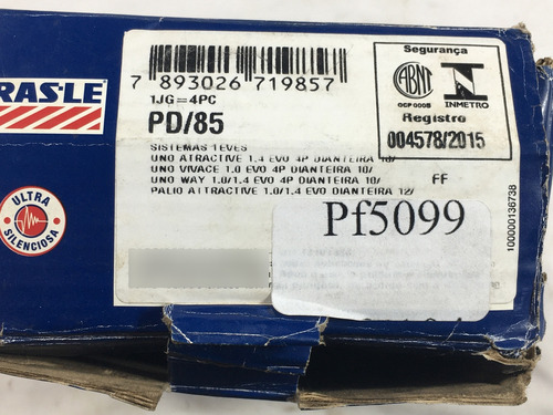 Kit Pastilhas Freio Frasle Uno Palio 10 12 13191438 Pf5099