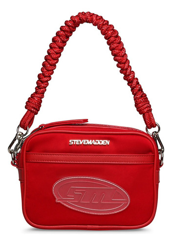 Bolsa Camera Case Bembed Steve Madden Mujer Acabado De Los Herrajes Oro Color Rojo Color De La Correa De Hombro Rojo Diseño De La Tela Rayado