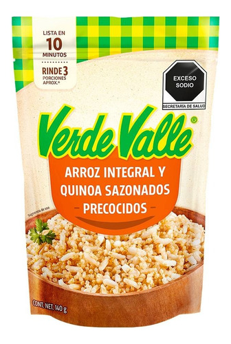 4 Pza Quinoa Y Arroz Integral Verde Valle Sazonado Precocido