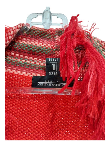 Poncho Capa Tejido Tela Rojo Guarda Flecos Carolina Hansen L (Usado)