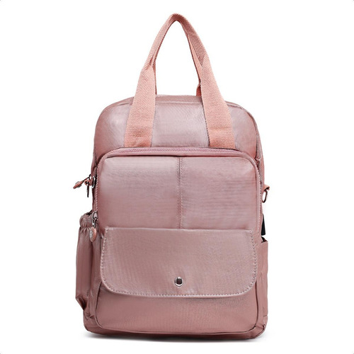 Bolsa Mochila Escolar 3 Em 1 Ótimo Acabamento C/ Usb Cor Rose Desenho Do Tecido Lisa