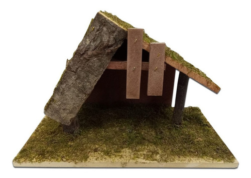 Pesebre Navideño Cabaña Madera Pasto Navidad Pettish Online