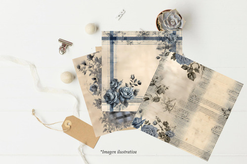 Papeles Digitales Rosas Azules Fondos Vintage Imprimibles