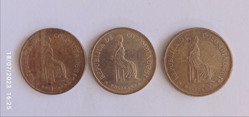 3 Monedas Colombia 5 Pesos 1980 Una Sin Circular