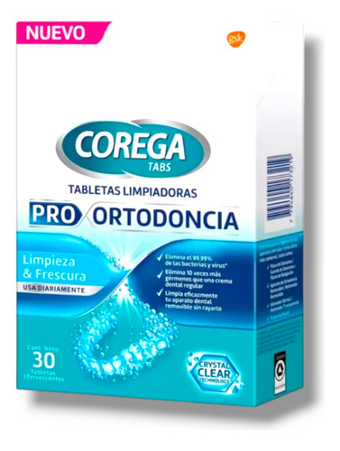 Tabletas Limpiadoras Corega Tabs Pro Ortodoncia 30tb 