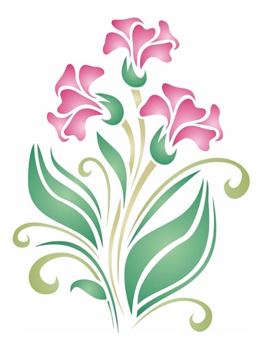 Petunia Stencil 4.5 X 6  S  Plantilla Floral Perenne Para