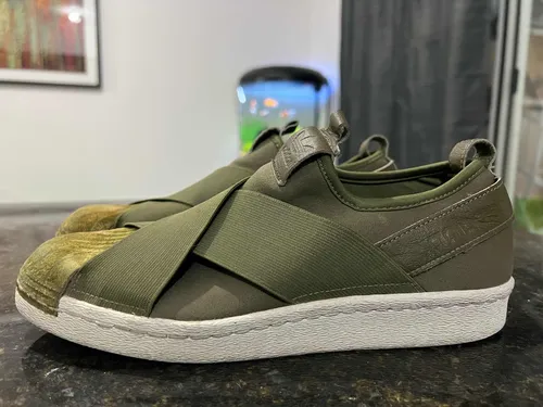 Adidas superstar cheap slip on verde