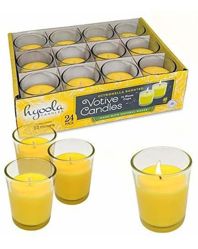 Vela De Citronela Votives En Vaso De Vidrio, Paquete De...