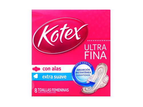 Toalla Ultra Fina Con Alas Extra Suave X 8 Kotex