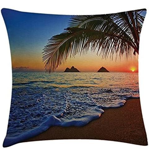 Ambesonne Hawaiian Throw Pillow Funda De Cojín, Pacific Sunr