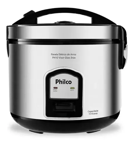 Panela De Arroz Philco Ph10 Inox Visor Glass 10 Xícaras