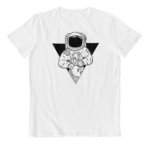 Polera Blanca Algodon Dtf Astronauta Viajero Espacial Cosmos