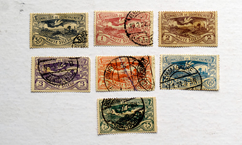 7 Estampillas Alta Silesia .timbres Haute Silesie 1922 