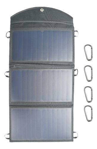 Cargador Solar 3 Paneles Gadnic Batería Plegable Portátil Color Negro