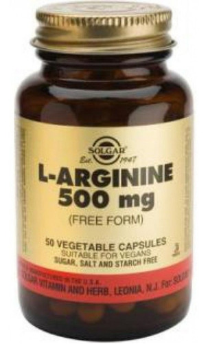 L-arginine 500mg X50 Cap Solgar - Unidad a $1740