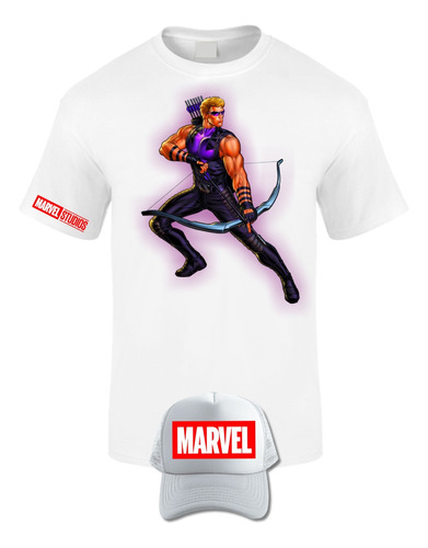 Camiseta Manga Corta Ojo Halcon Avengers Obsequio Gorra Gt