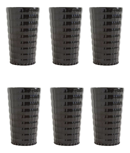 Vaso Negro De Acrílico Set X6 400ml 