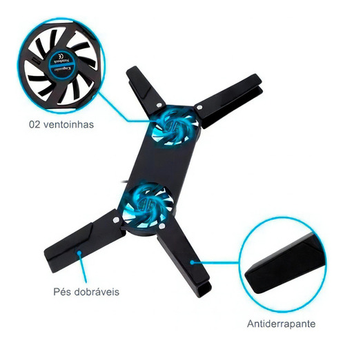 Suporte Base Notebook Com Cooler Usb De Ventilação