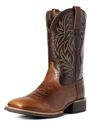 Botas De Cowboy Ocidentais Com Bico Largo E Entalhadas