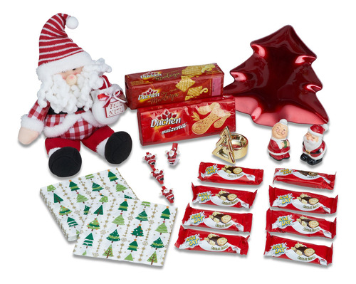 Cesta De Natal Divertida Decoração Natal Chocolate 52 Itens
