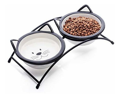 Vasijas Elevadas Dispensadoras Comida Mascotas Diseño Gato