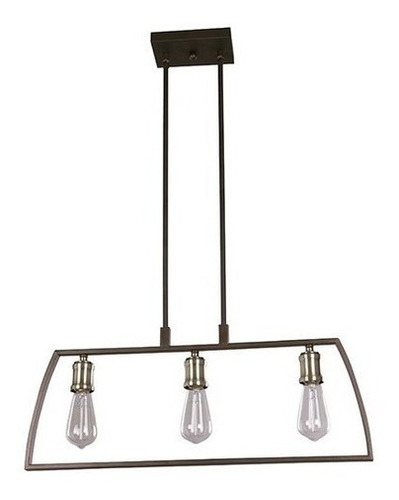 Lampara Colgante Dorado Y Chocolate Con 3 Luces 60 W