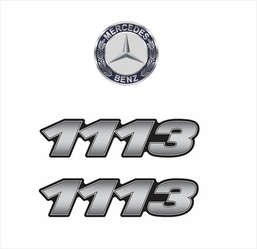 Kit Emblemas Mercedes Benz 1113 Adesivo Reticulado Krt30