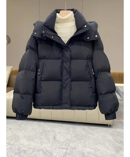 Chaqueta Holgada De Invierno Con Capucha Y Acolchado De Algodón Para Mujer