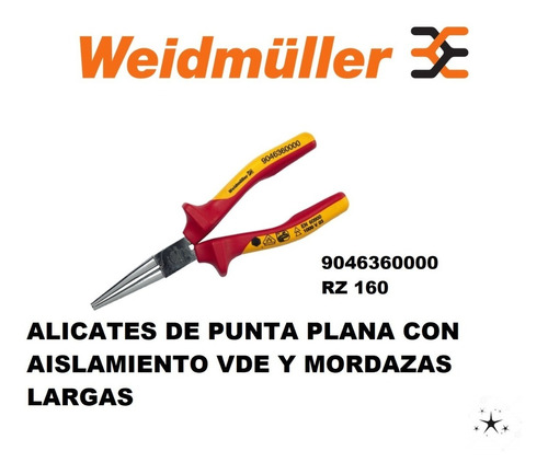 Alicates Con Punta Plana 9046360000, Rz 160 Weidmüller