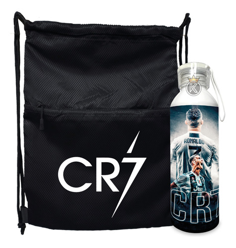 Morral Con Cierre Cristiano R + Botella De Agua -estampaking