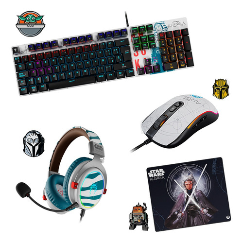 Teclado Mecanico + Mouse + Auricular + Pad Star Wars Ahsoka